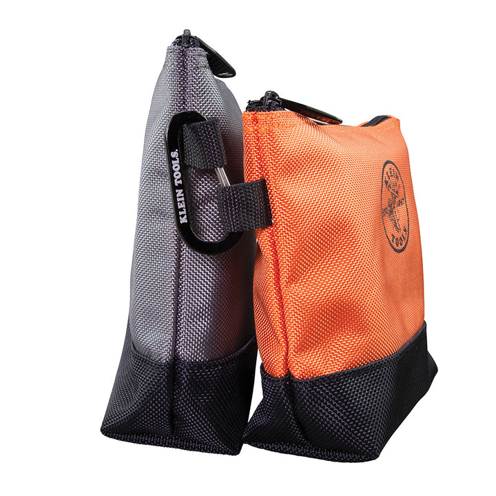 Klein Tools 55470 Utility Bag, Stand-Up Zipper Tool Bags in Orange/Black, Gray/Black, 2-Pack