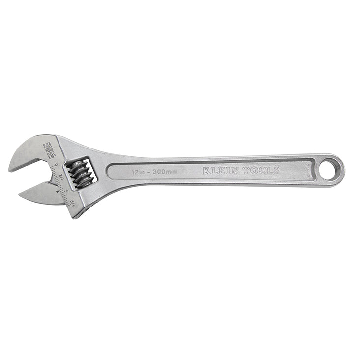 Klein Tools 507-12 Adjustable Wrench, Extra Capacity Jaw Forged Drive Wrench with High Polish Chrome Finish, 12-Inch