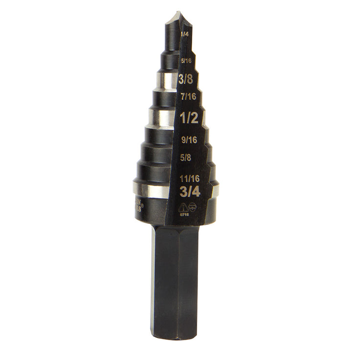 Klein Tools KTSB03 Step Drill Bit Double-Fluted #3, 1/4" to 3/4"