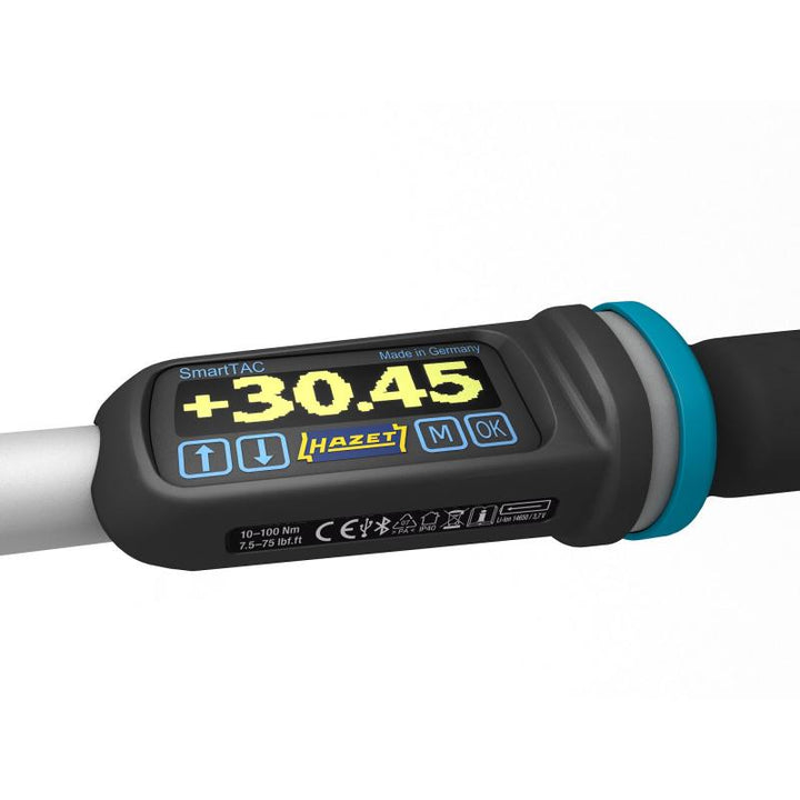 Hazet 7291-2STAC Electronic Torque Wrench with Built-In Angle Gauge, 10-100 Nm, 9x12mm Insert Square, 10mm (3/8") Square