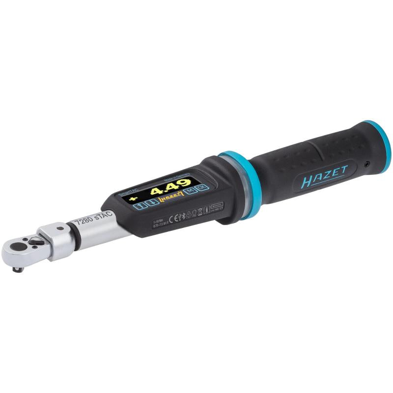 Hazet 7280-5STAC Electronic Torque Wrench with Built-In Angle Gauge, 1-10 Nm, 9x12mm Insert Square, 6.3mm (1/4") Square