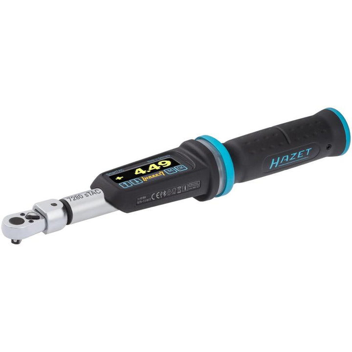 Hazet 7280-5STAC Electronic Torque Wrench with Built-In Angle Gauge, 1-10 Nm, 9x12mm Insert Square, 6.3mm (1/4") Square