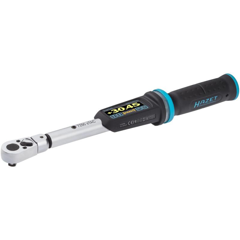 Hazet 7290-2STACCAL Electronic Torque Wrench with Built-In Angle Gauge, 5-60 Nm, 9x12mm Insert Square, 10mm (3/8") Square