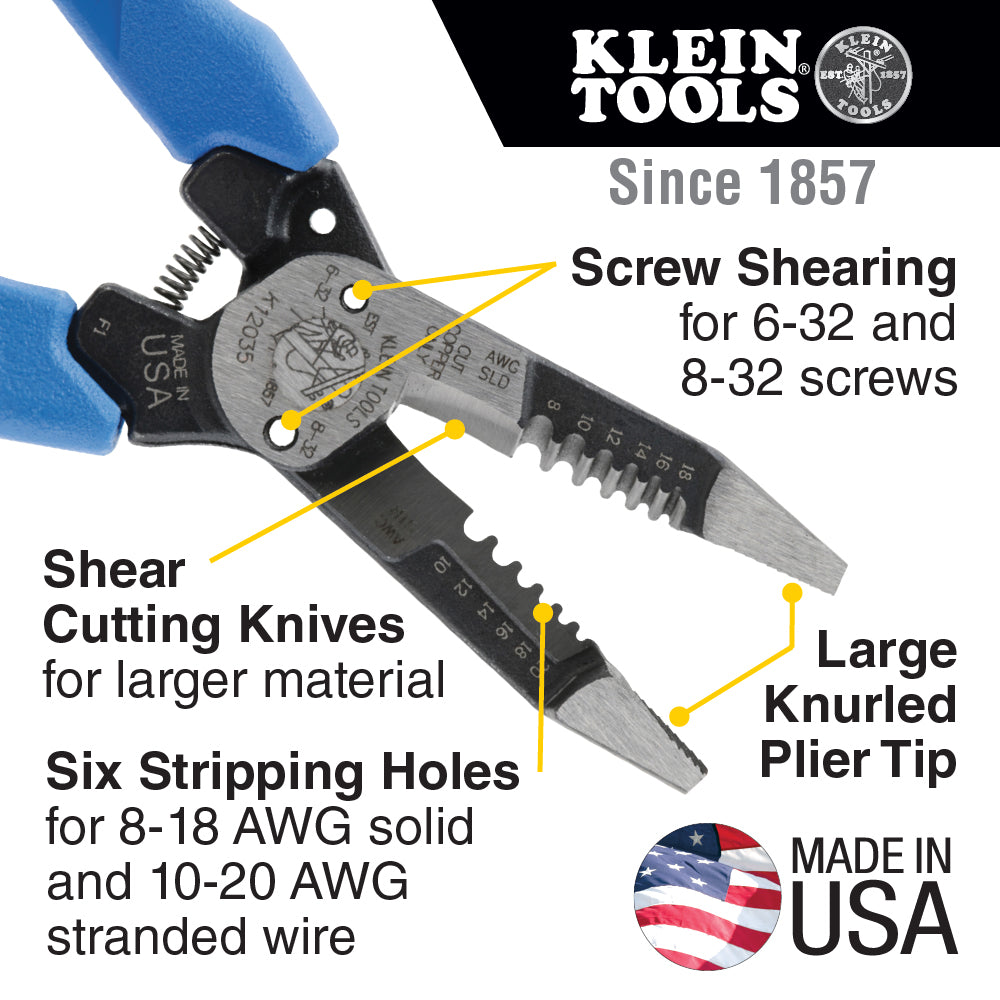 Klein Tools K12035 Klein-Kurve Heavy-Duty Wire Stripper, 8-20 AWG