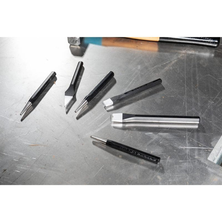 Hazet 750/6 Chisel, Drift Punch, and Center Punch Set, 6 Pieces