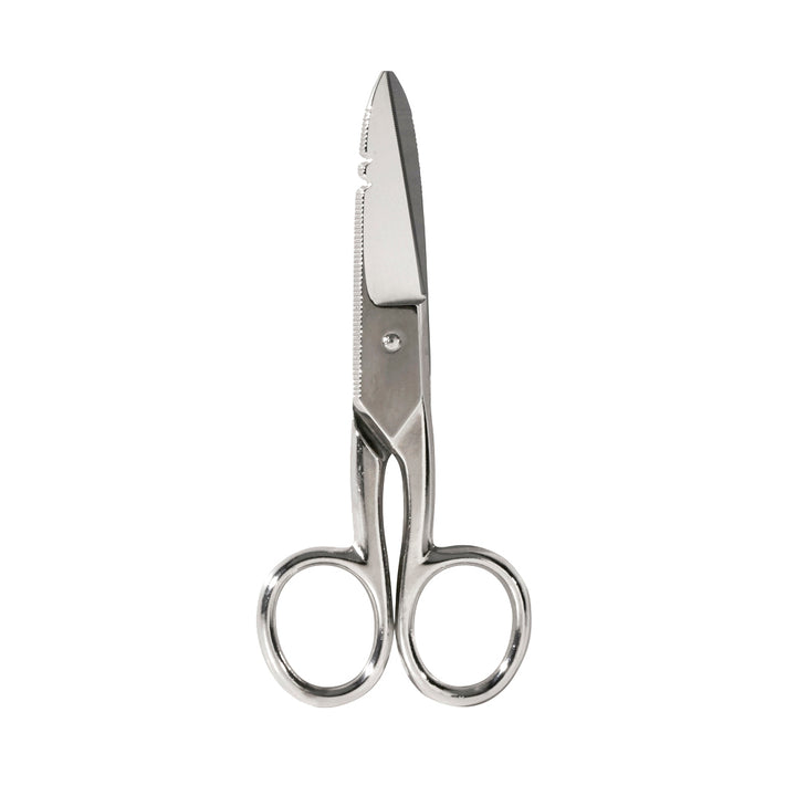 Klein Tools 2100-7 Electrician Scissors for Home Theater, Datacom, Telecom, Cuts, Crimps, Strips, Nickel Plated