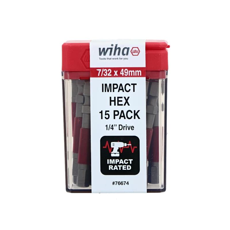 Wiha Tools 76674 MaxxTor Impact Bit Hex 7/32" - 49mm - 15 Pack