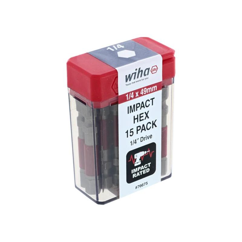 Wiha Tools 76675 MaxxTor Impact Bit Hex 1/4" - 49mm - 15 Pack
