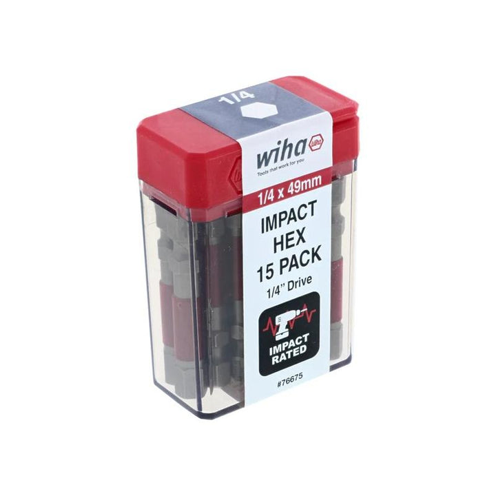 Wiha Tools 76675 MaxxTor Impact Bit Hex 1/4" - 49mm - 15 Pack