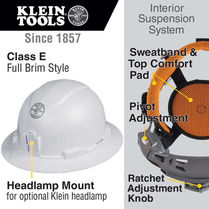 Klein Tools 60400 Hard Hat, Non-vented, Full Brim Style