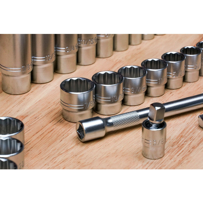 Wiha Tools 33799 63-Piece 3/8” Drive MM and SAE Socket Set