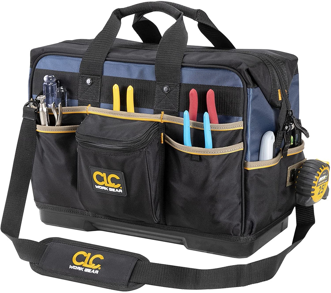 CLC PB1553 19″ MOLDED BASE CONTRACTOR’S CLOSED TOP TOOL BAG – 29 POCKET
