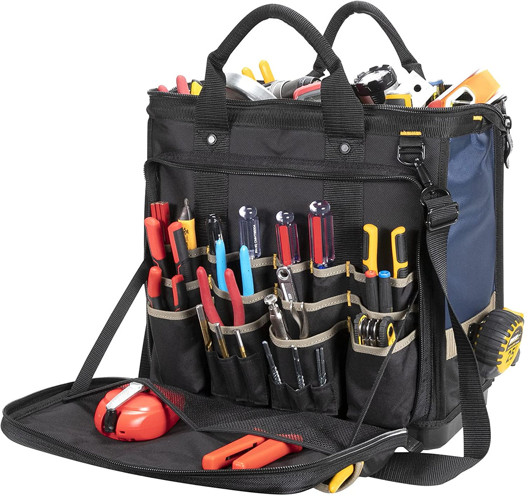 CLC PB1543 17″ Molded Base Multi-Compartment Technician's Tool Bag – 54 POCKET