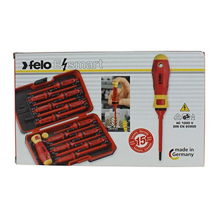 Felo 0715751719 E-Smart 14 Piece Set - Slotted, Phillips, Pozidriv, TORX® Tip Insulated Blades with 2 Handles
