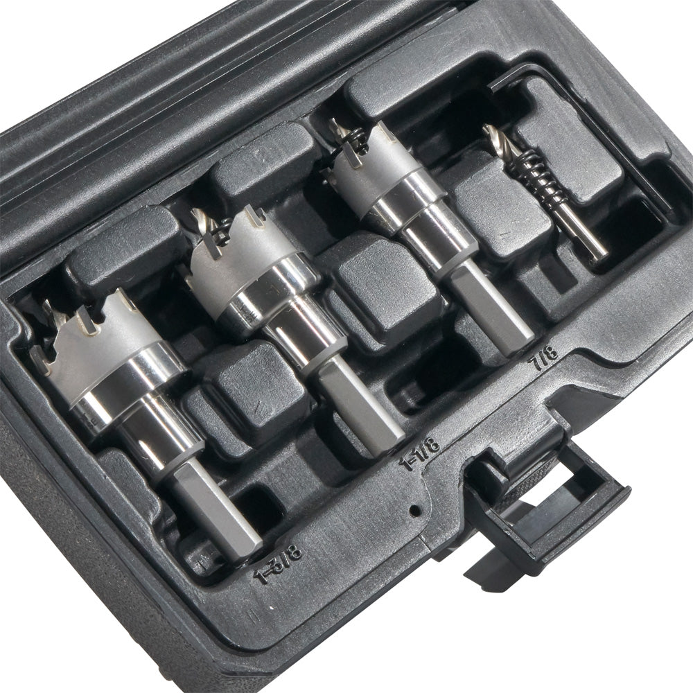 Klein Tools 31872 Carbide Hole Cutter Set Packed in Rust-Proof Molded Plastic Case, 4-Piece