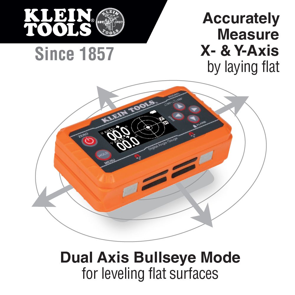 Klein Tools 935DAGL Digital Level Angle Finder with Programmable Angles, Measures 0 - 90 and 0 - 180 Degree or Dual Axis Bullseye Ranges