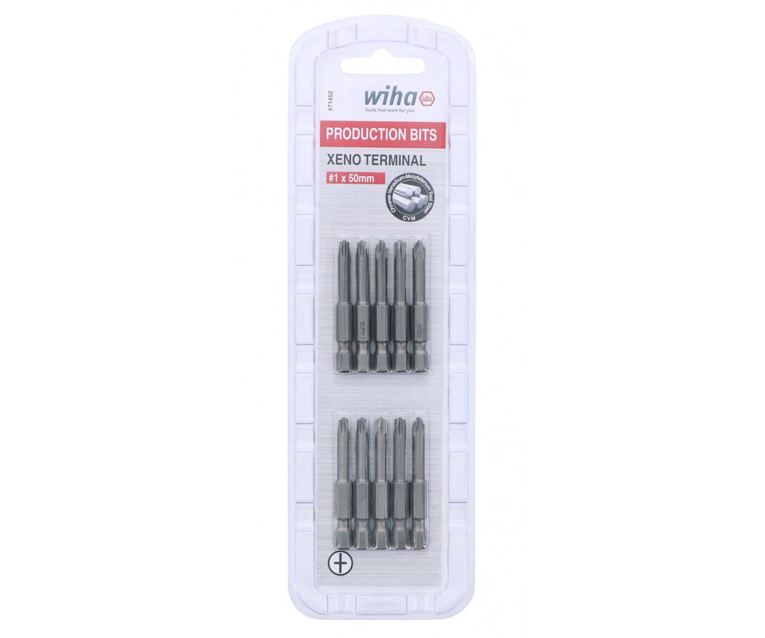 Wiha Tools 71452 Xeno Terminal Block Power Bits, #1 x 50 mm, 10 Pk.