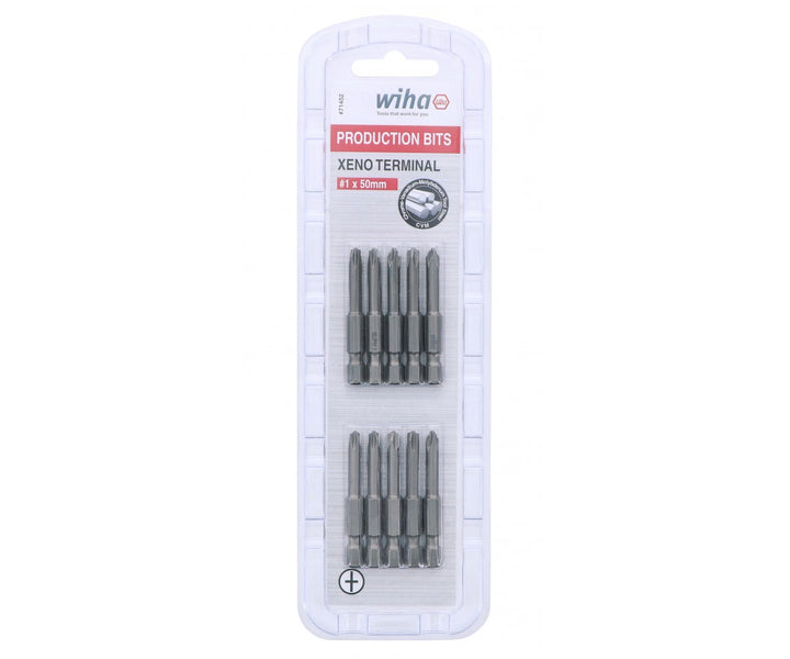 Wiha Tools 71452 Xeno Terminal Block Power Bits, #1 x 50 mm, 10 Pk.