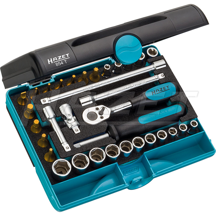 Hazet 854T 1/4" 33 Pc Socket and Bit Titanium-Nitride Set