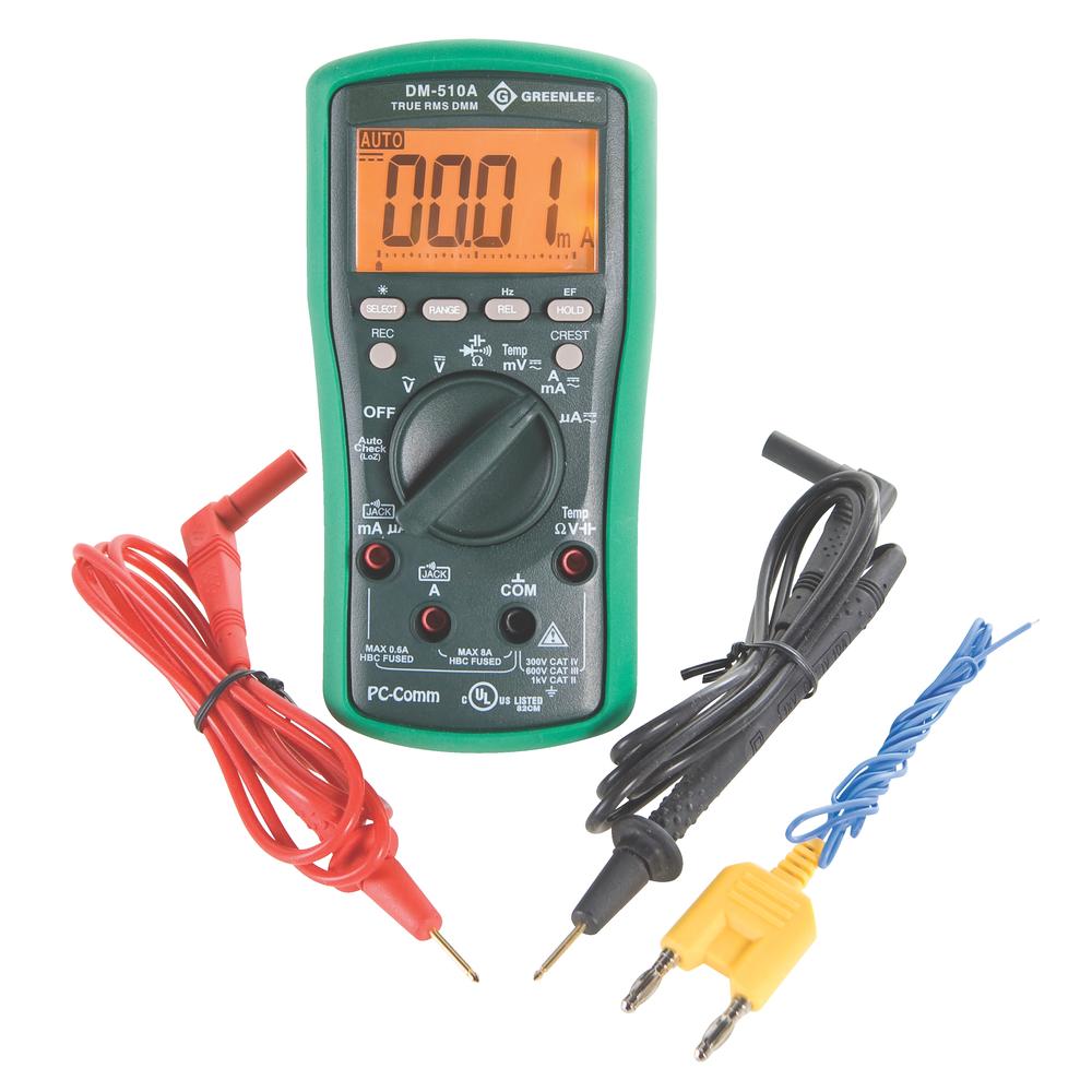 Greenlee DM-510A-C Digital Multimeter with Calibration, TRMS, AC/DC, CAP, TEMP