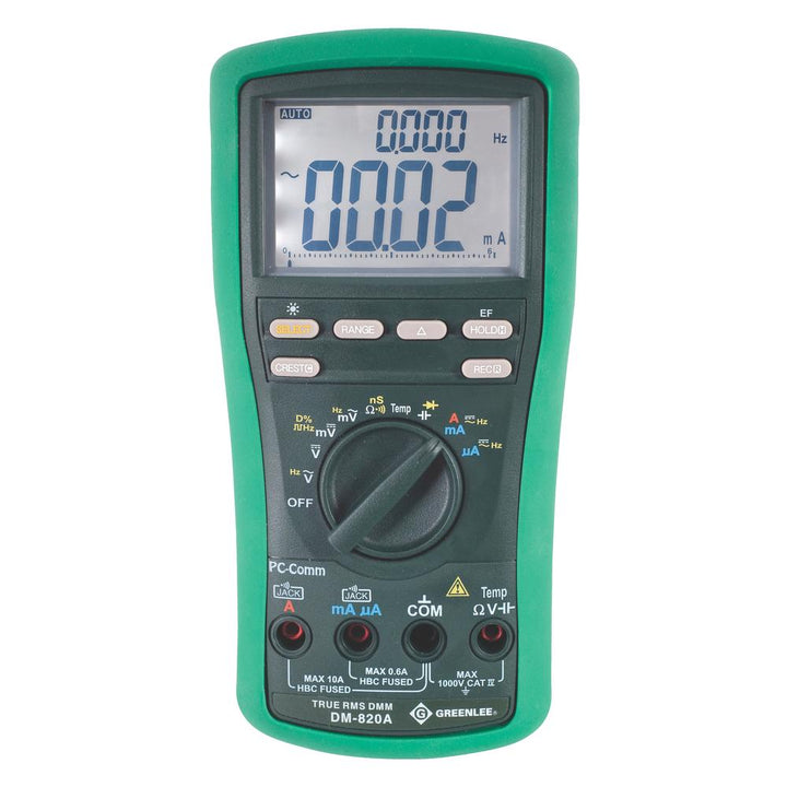 Greenlee DM-820A-C Digital Multimeter with Calibration, TRMS, AC/DC, CAP, TEMP