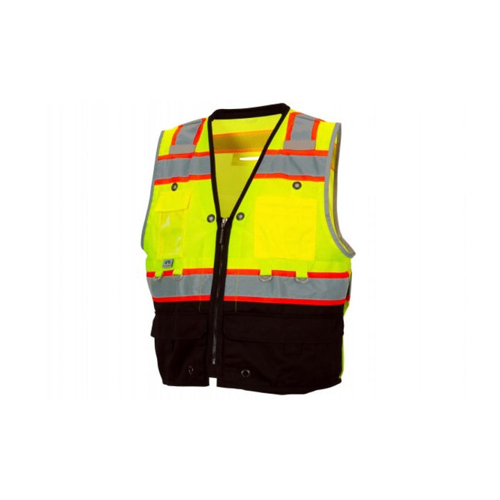 Pyramex RVZT44B Type R - Class 2 Hi-Vis Lime Heavy-Duty Utility Vest
