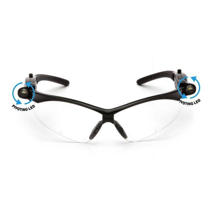 Pyramex SB6310STPLEDR15 PMXTREME Readers - Black Frame/Clear Anti-Fog +1.5 Lens with LED Temples Safety Glasses