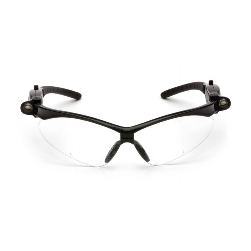 Pyramex SB6310STPLEDR25 PMXtreme Readers Clear +2.5 Anti-Fog Reader Lens with Black Frame and LED Temples Safety Glasses