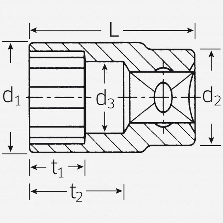 Stahlwille 02010007 45 12-pt Bi-Hex Socket, 3/8" Drive 7 mm