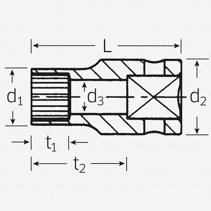 Stahlwille 02011014 45aSP Spline Drive Socket - SP14 3/8" Drive