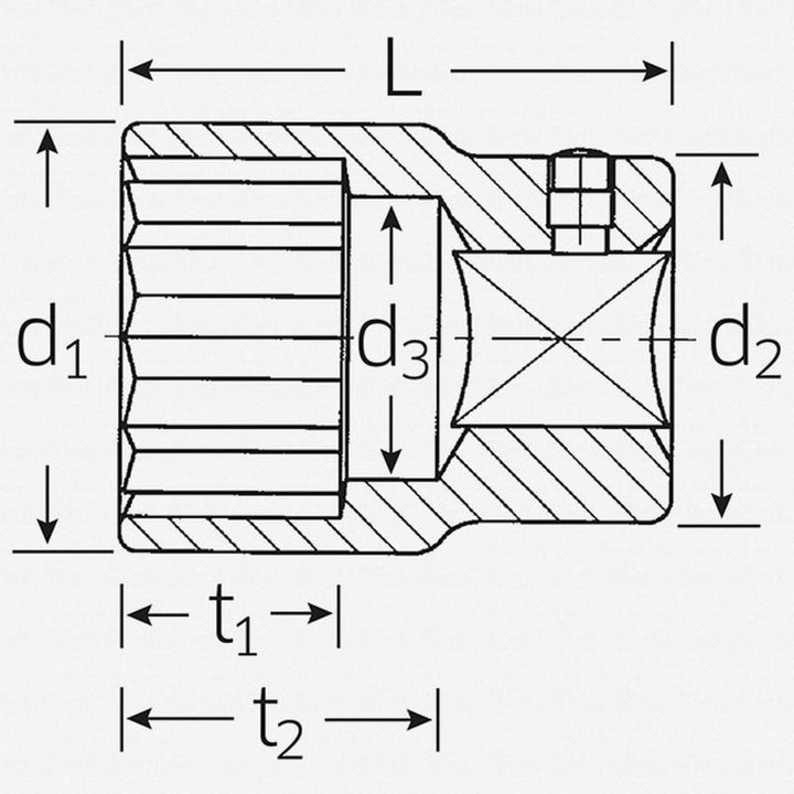 Stahlwille 06010060 Bi-Hex 60 1" Drive 12-pt Socket 60 mm
