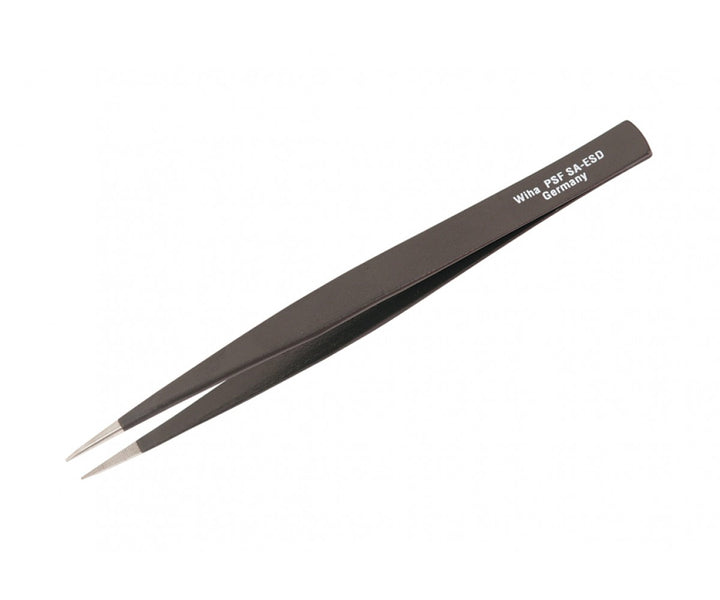 Wiha Tools 55533 125mm Blunt Tips - 1.0mm Wide Serrated PSF SA ESD Tweezers