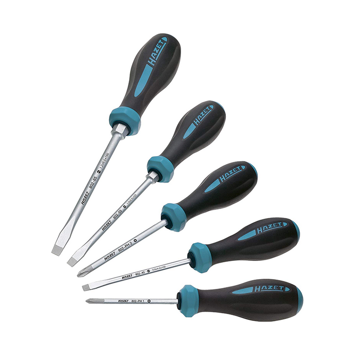Hazet 802/5 5 Pc Hexanamic Premium Screwdriver Set - Slotted and Phillips
