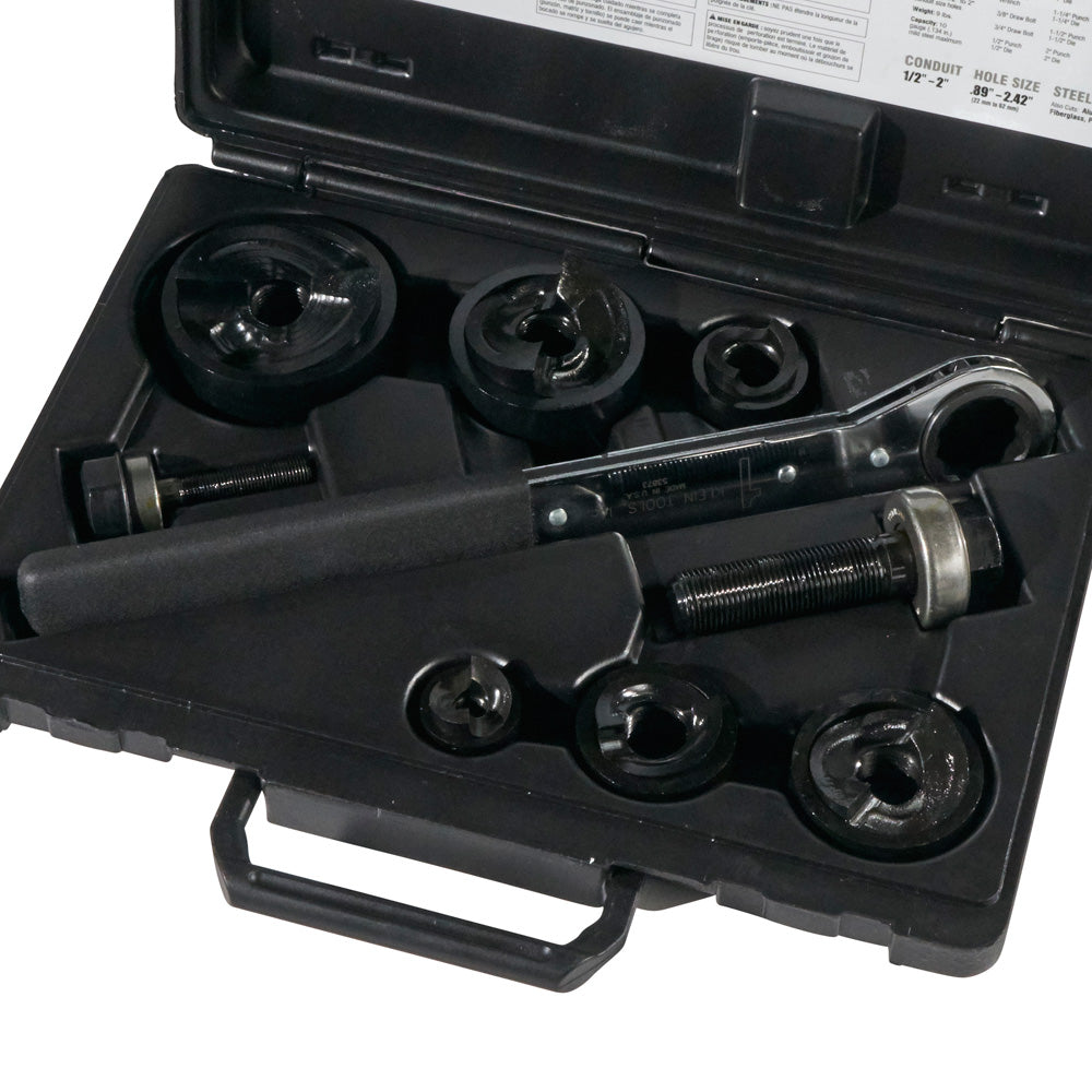 Klein Tools 53732SEN Knockout Punch Set with Wrench, 10 Pc.