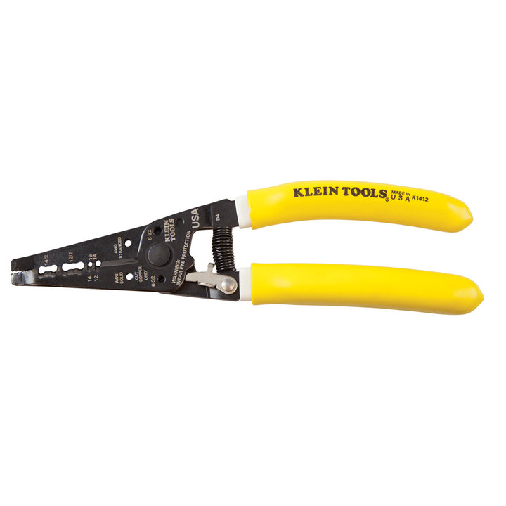 Klein Tools K1412 Wire Cutter and Wire Stripper, Cuts Solid Copper Wire, Strips 12 and 14 AWG Solid Wire
