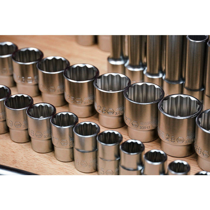 Wiha Tools 33899 84 Piece Professional Socket Set - 1/2” Drive - Metric and SAE