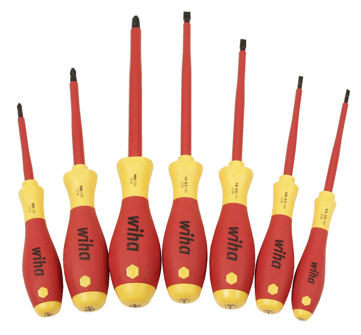 Wiha Tools 32099 Long Reach 1000-Volt VDE Insulated Screwdriver Set 7-Piece Slotted and Phillips