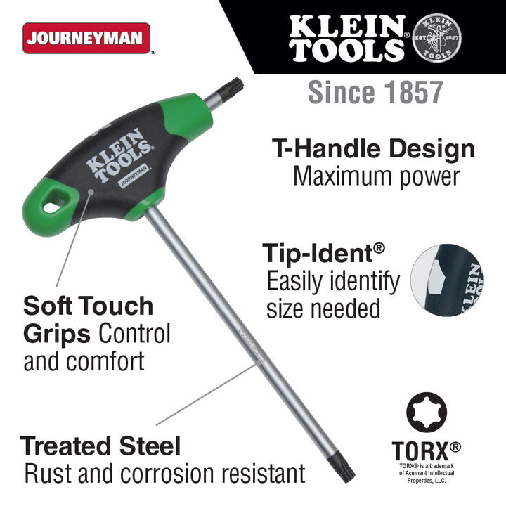 Klein Tools JTH6T40 Journeyman T-Handle TORX® Hex Key, 6" x T40