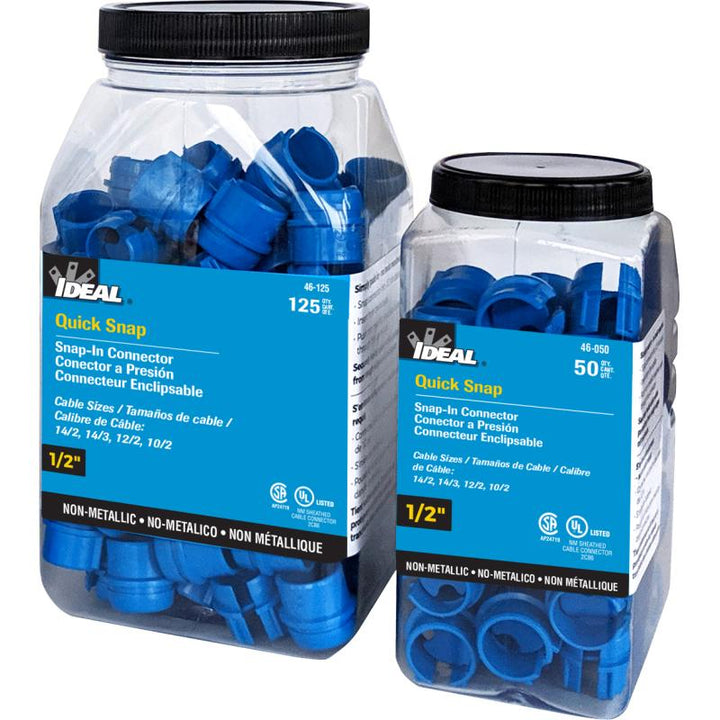 Ideal 46-125 QuickSnap NonMetallic Snap In Connector 1/2"125/Jr