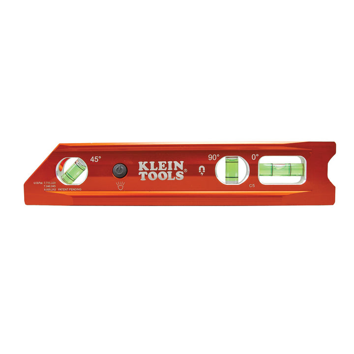 Klein Tools 935RBLT Lighted Level, Magnetic Torpedo, 3 Vial, V-Groove and Magnet Track