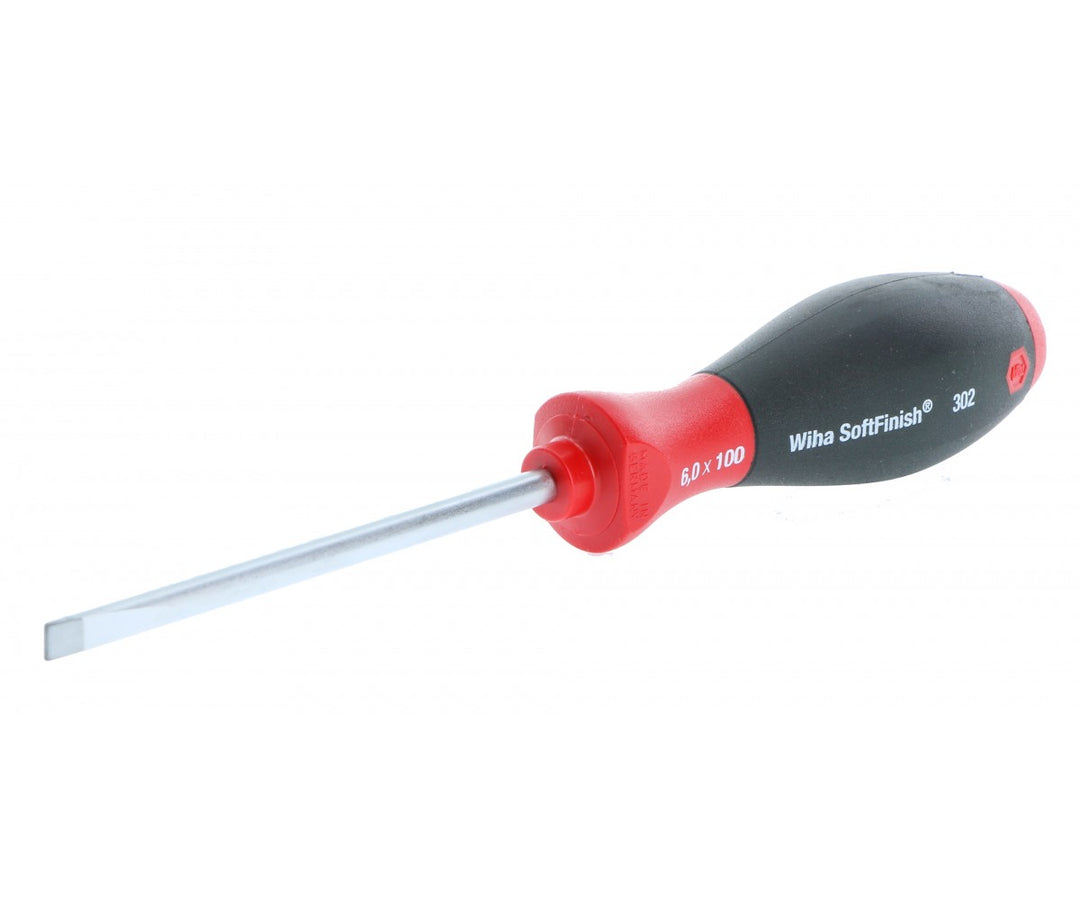 Wiha Tools 30222 SoftFinish Slotted Screwdriver, 6.0 mm x 100 mm