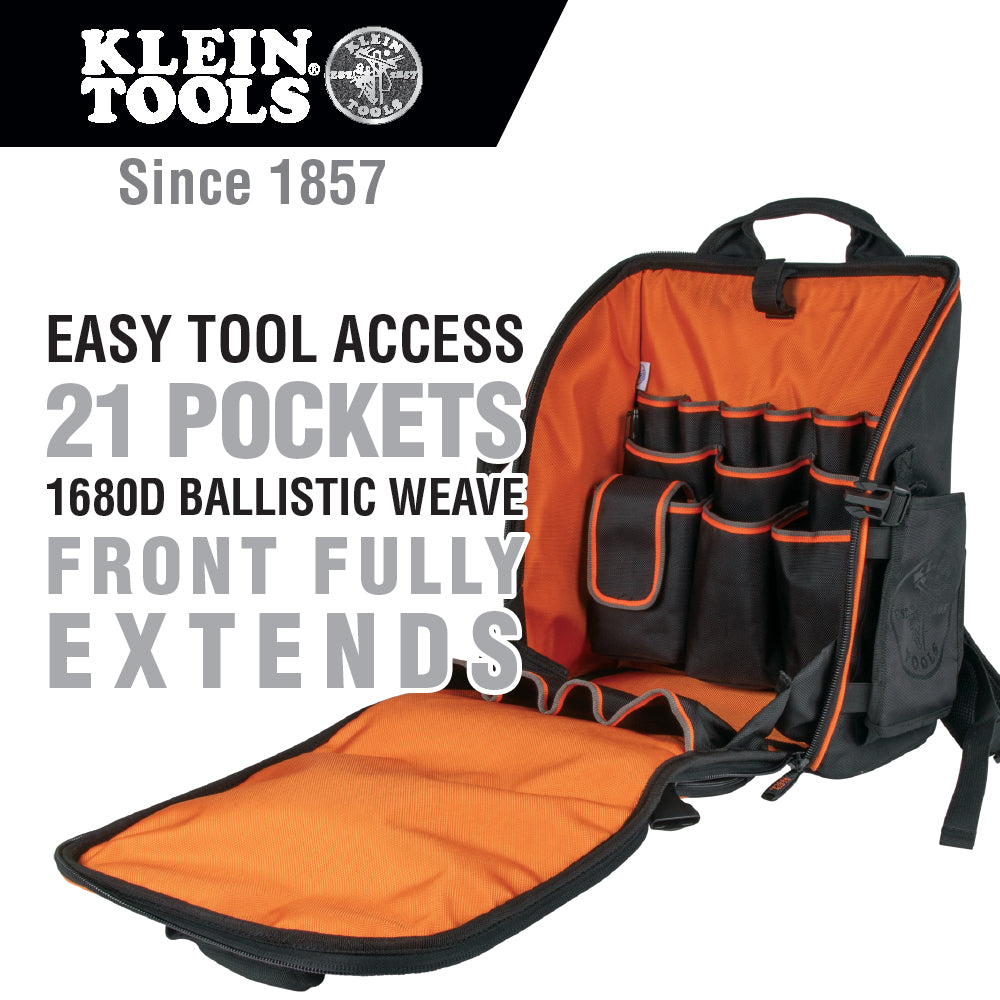 Klein Tools 55482 Tradesman Pro Tool Station Backpack, 21 Pockets