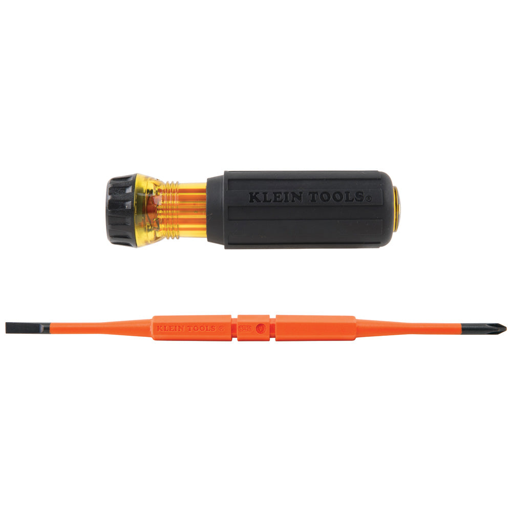 Klein Tools 32286 2-in-1 Insulated Flip-Blade Screwdriver, #1 Ph, 3/16-Inch Sl