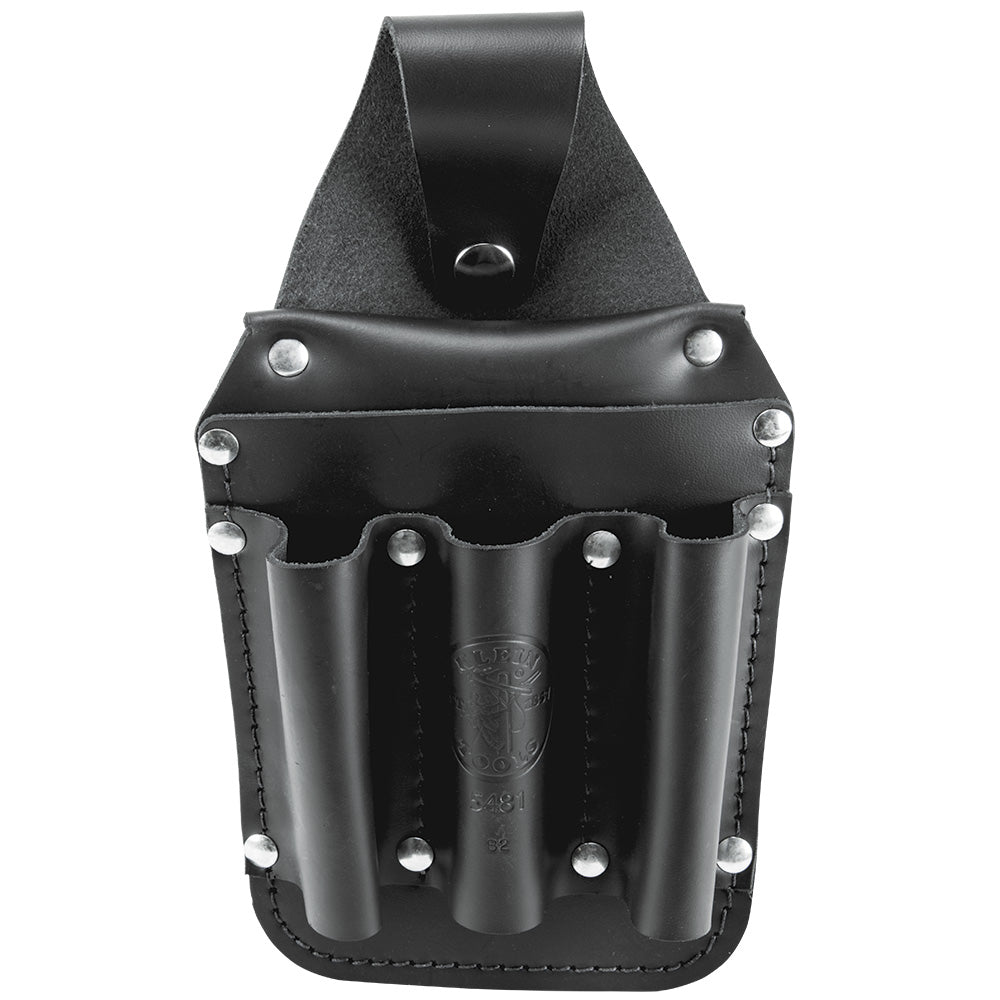 Klein Tools 5481 Leather Back Pocket Tool Pouch Made of Double Stitched and Riveted Leather, 6-Pockets