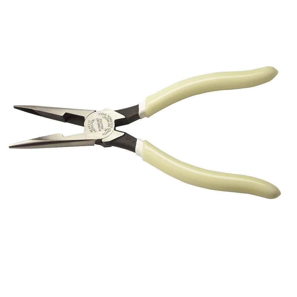 Klein Tools D203-8-GLW Pliers, Long Nose Side-Cutters, Hi-Viz, 8"