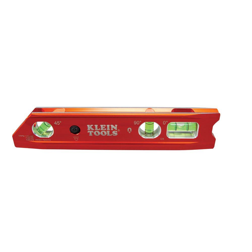 Klein Tools 935RBLT Lighted Level, Magnetic Torpedo, 3 Vial, V-Groove and Magnet Track
