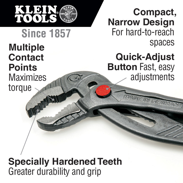 Klein Tools D504-10B 10" Quick-Adjust Klaw Pump Pliers