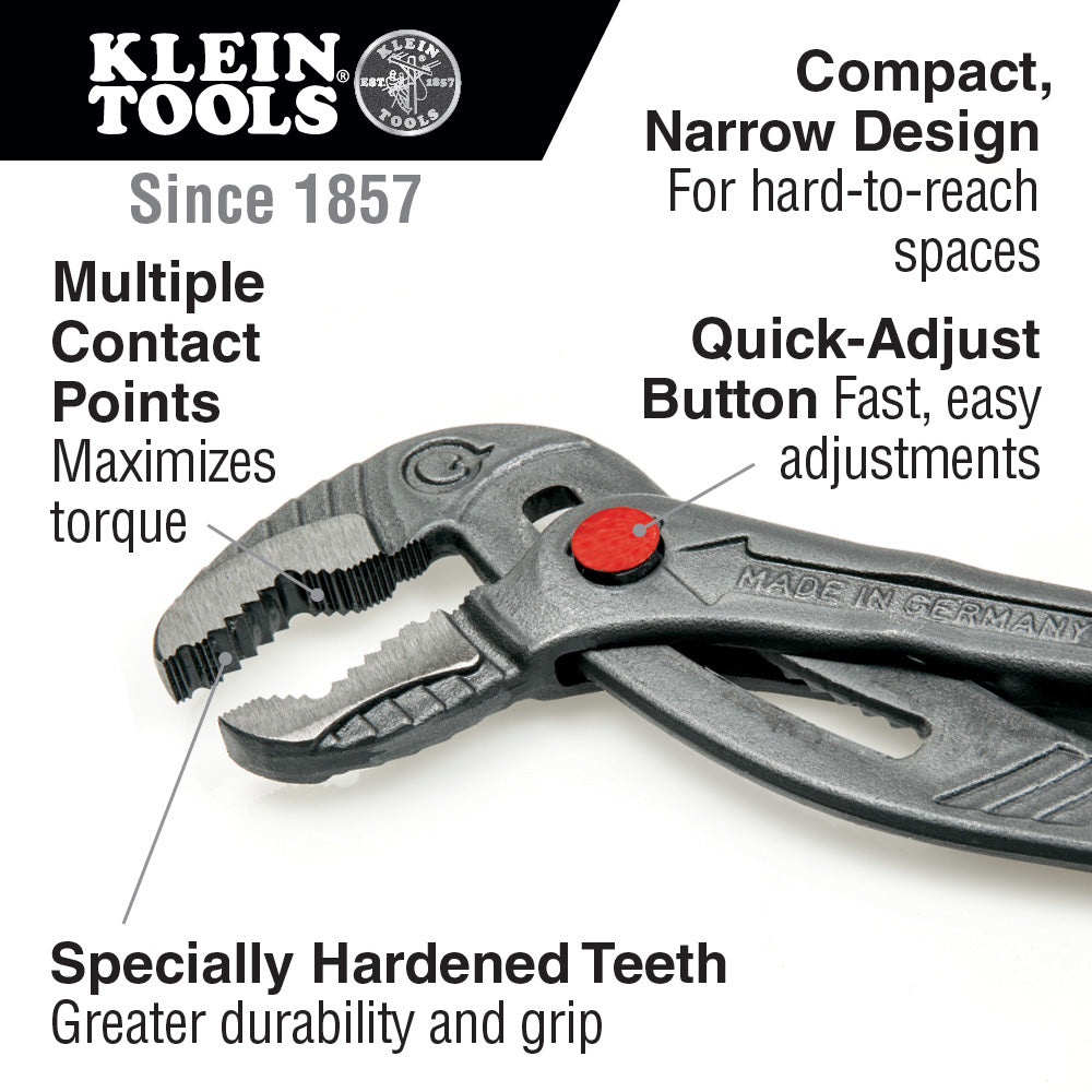 Klein Tools D504-12B Quick-Adjust Klaw Pump Pliers, 12"