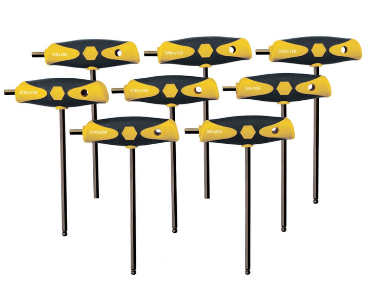Wiha Tools 33498 8 Piece SoftGrip Hex SAE T-handle Set