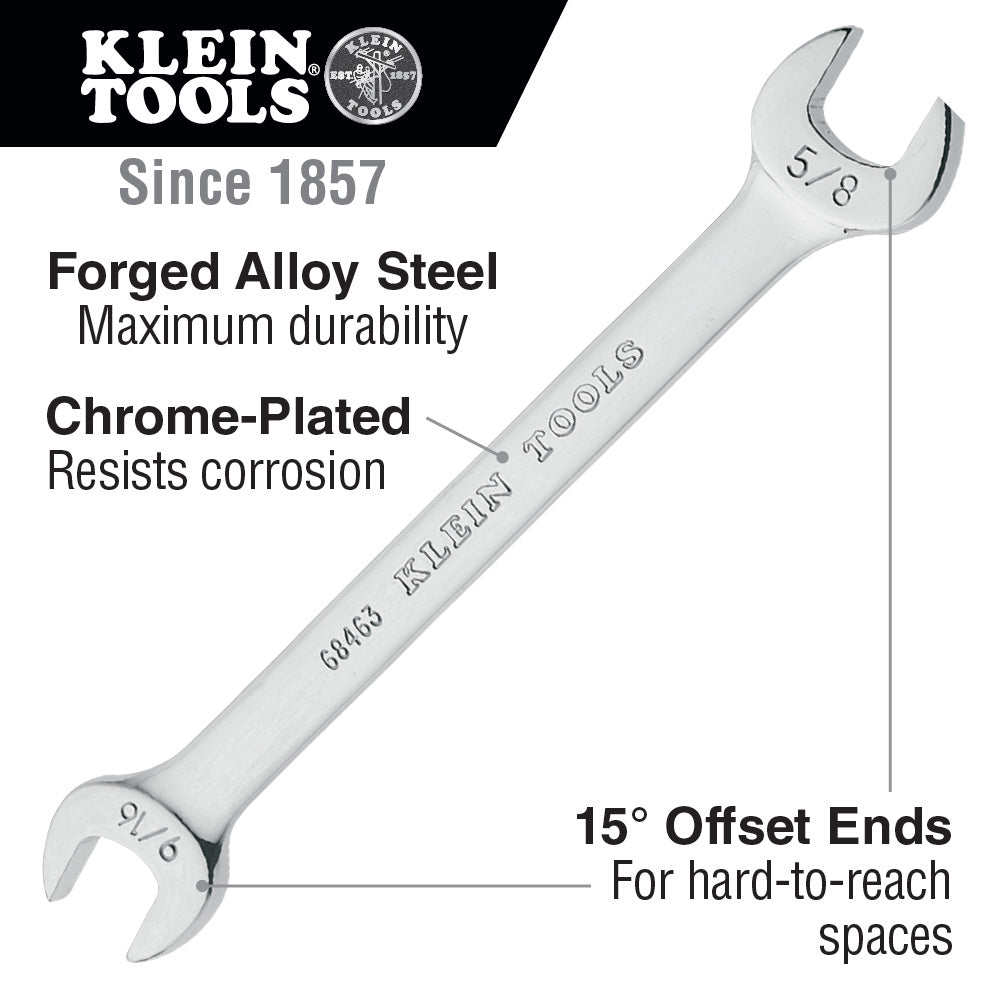 Klein Tools 68461 Open-End Wrench 3/8-Inch, 7/16-Inch Ends